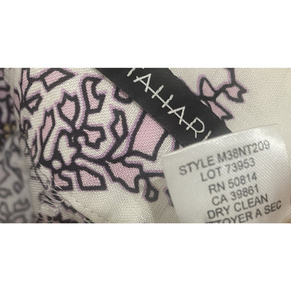 Tahari‎ Linen Wide Leg Crop Pants Womens Sz M White Pink Paisley Floral - Picture 5 of 8